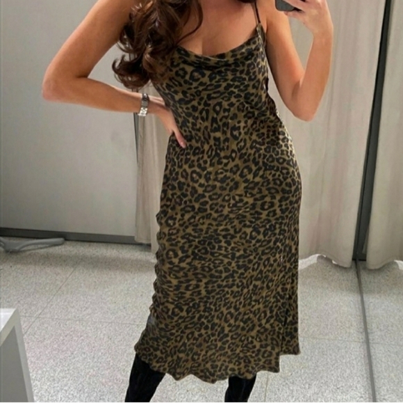 Zara Blogger Favorite Leopard Print Slip Dress - Picture 4 of 15